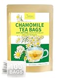 TeeLux Kamillentee Beutel 100 Stück, Vegan, Reiner Natürlicher Kamillenblüten, Milder, Koffeinfreier Kräutertee, Chamomile Tea, Biologisch Abbaubare Teebeutel
