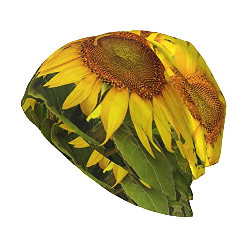 Yiduoduox Giraffe - Gorro unisex para adultos de punto suave, cálido y duradero para clima frío, Campo de girasol., Talla única