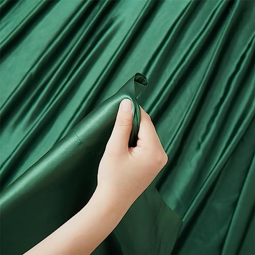 Image of Ersmak Satin Flat Sheet Only, Single Flat Sheet King, Luxury & Ultra Soft Silky Bedding Top Sheet for King Mattress - Emerald Green