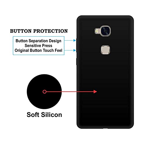 Image of Mobile Back Cover Case for Honor 5X (Silicone Case|CameraProtection|Black SC1510)