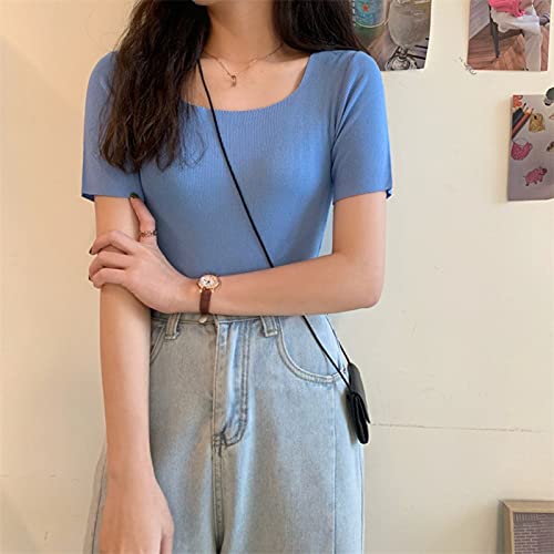 Amazon.co.jp: リブニット コンパクト Tシャツ レディース 半袖