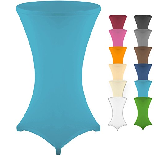 Gräfenstayn® Stretch Stehtischhusse Diana mit Öko-Tex Siegel, Verstärkung im Fußbereich, 40°C Maschinenwäsche in vielen Farben und Größen Ø60-65cm / Ø70-75cm / Ø80-85cm (Türkis, Ø70-75cm)