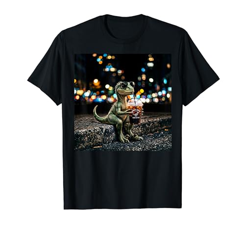 Dinosaur Drinking Iced Coffee Funny Animal Meme T�V���c