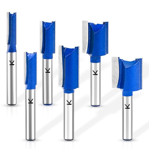 Image of 6Pcs Straight Cut Router Bit Set 1 /4 inch Shank, 3 /4 inch, 5 /8 inch, 1 /2 inch, 3 /8 inch, 5 /16 inch, 1 /4 inch Cutting Dia. for Woodworking, Carbide Tipped Double Flute Dado Straight Router Bit Set