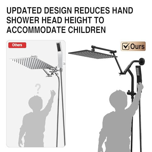 Image of All Metal 10 inch Luxurious Rain Shower Head with Handheld Spray, Power Jet