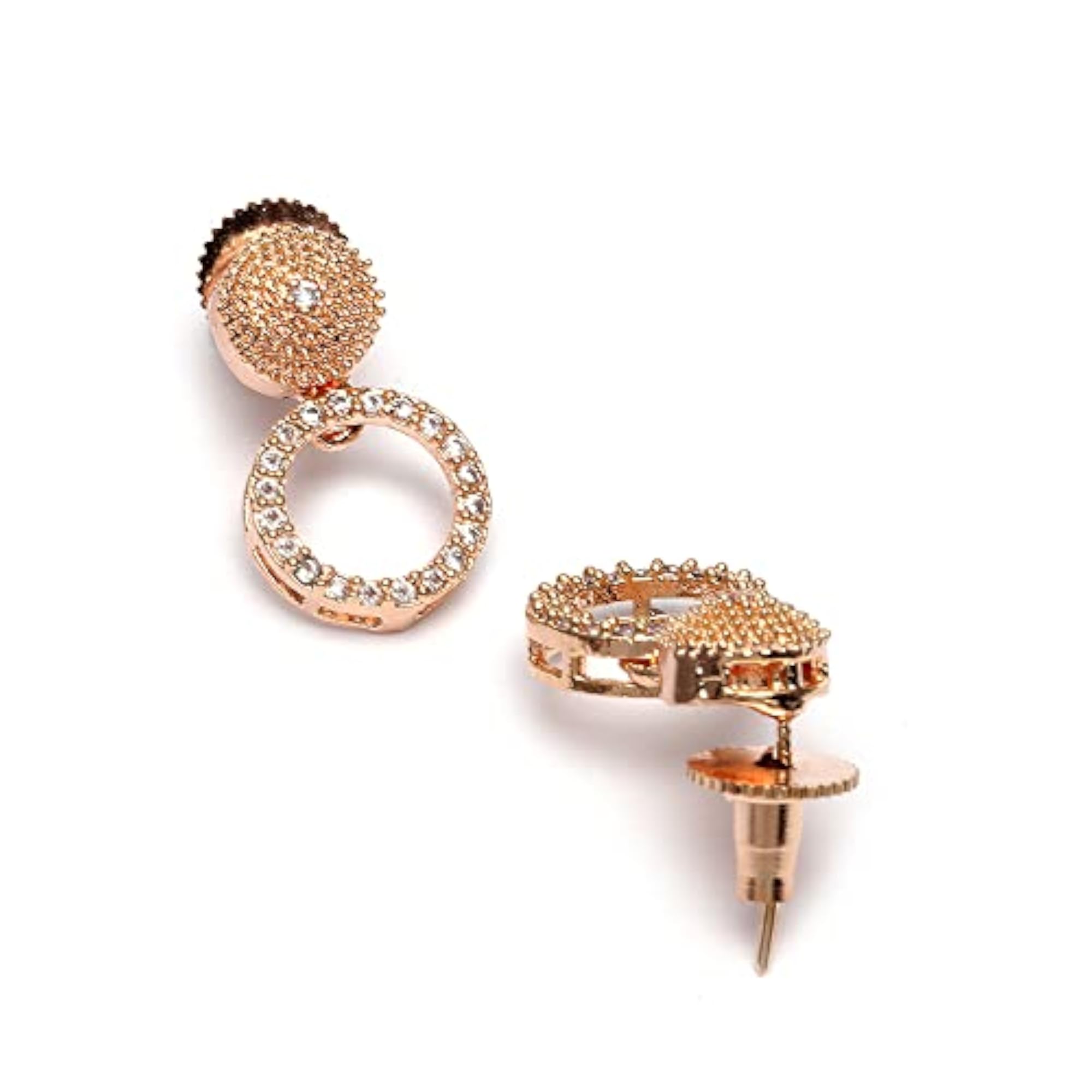Rose Gold-Plated White American Diamond Studded Necklace Set