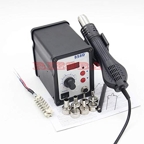 Soldering Hot Air Gun 700W 858D+ ESD Soldering Station Digital Desoldering Station 7 Air nozzles Heating core - (Plug Type: EU)