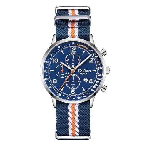 CADISEN Reloj de cuarzo para hombre Campañas casuales elegantes con pulsera de nylon impermeable, 7067azul