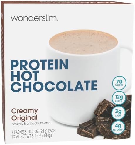 Wonderslim Protein Hot Chocolate Drink Mix – 7 Count Packets (Chocolate)