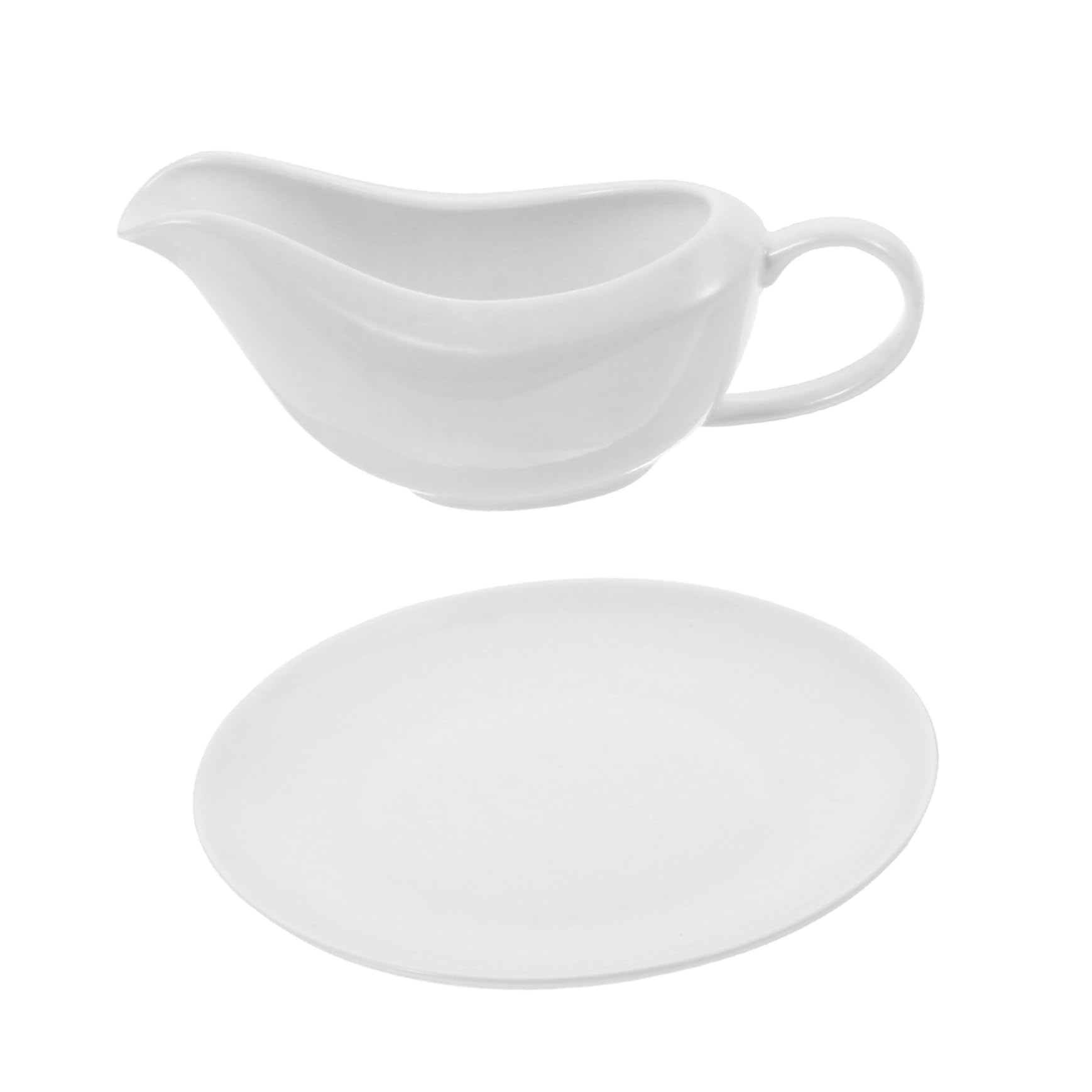 STOBAZA 1Set Elegant White Gravy Boat with Saucer Tray Sauce Dish for Gravy Tomato Sauce and Condiments for Dining Table Decor and Easy Serving