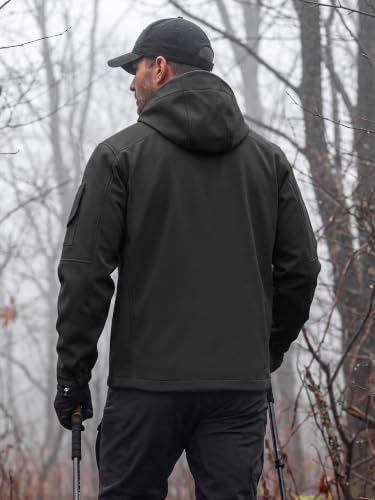 Image of FREE SOLDIER Men's Waterproof Softshell Jacket Fleece Lined Outdoor Jacket Tactical Military Hoodie Windbreaker