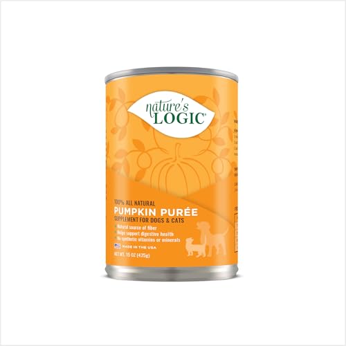 Nature's Logic Natural Pumpkin Puree for Dogs & Cats - 100% Natural Fiber-Rich Digestive Support - No Additives, Fillers, Allergens - Treat & Meal Topper - Supports Hydration & Vitamin A Intake