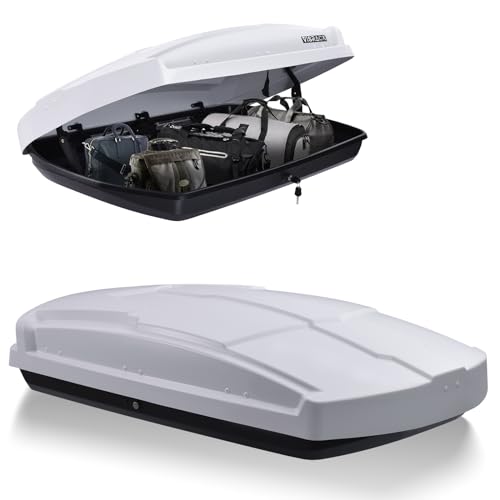 SHINEUX 15.5 Cu Ft White Sun-Reflective Roof Rack Cargo Carrier, Rooftop Cargo…