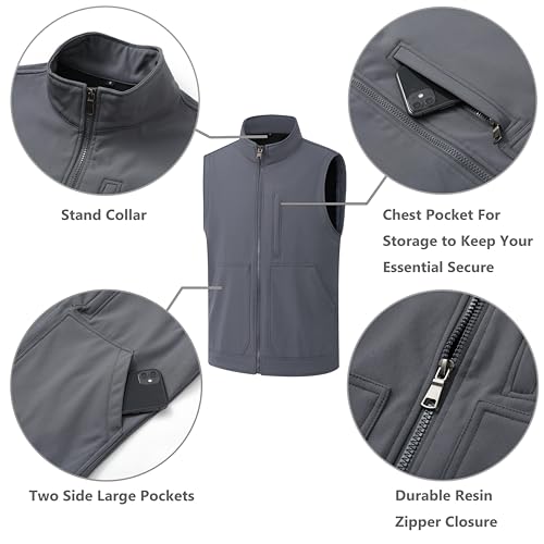 Image of VtuAOL Men's Lightweight Softshell Vest Outdoor Quilted Vest Sleeveless Jacket for Travel Hiking Golf