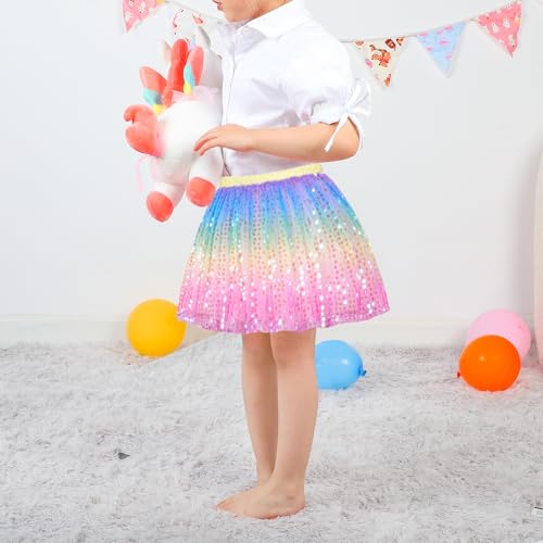 Image of KEREDA Toddler Girls Layered Tutu Skirt Sparkling Sequin Tulle Dance Skirts