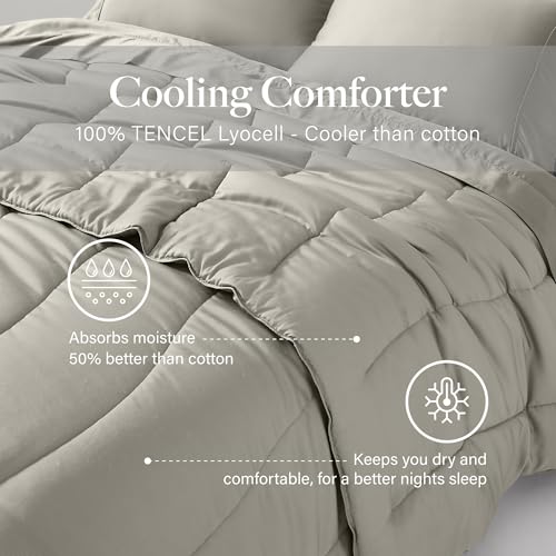 Image of Modern Threads Tencel Lyocell Luxury Ultra Soft Down Alternative Comforter, Taupe, Queen