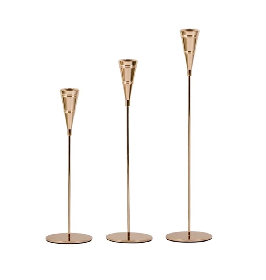 Kerzenständer, 3-teiliges Set, Metall-Kerzenhalter im europäischen Stil, Ständer, modischer Kerzenhalter für Hochzeitsfeiern (A)
