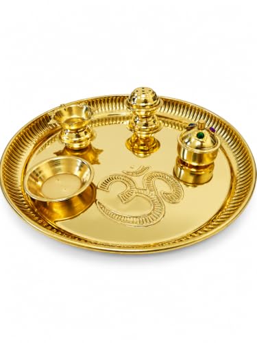 Best Puja Thali Sets: Stainless Steel vs Brass 31 Brass Pooja Thali Set 8 Inch | Traditional Puja Thali with Diya H...