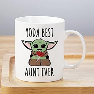 LOZACHE Aunt Gifts from Niece Nephew, BAE Best Aunt Ever Baby Yodas Coffee Mug, Mothers Day Birthday Gifts for Great Aunt Auntie Appreciation Present, 11oz White (Yodas Aunt) LOZACHE Aunt Gifts from Niece Nephew BAE Best Aunt Ever Baby Yodas Coffee Mug Mothers Day Birthday Gifts for Great Aunt Auntie Appreciation Present 11oz White Yodas Aunt
