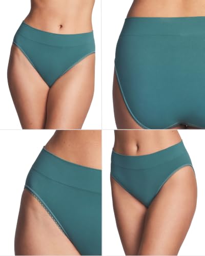 Image of Wacoal Women's Feeling Flexible Seamless Full Coverage Hi-Cut Brief Panty, 871332, Silver Pine, Large