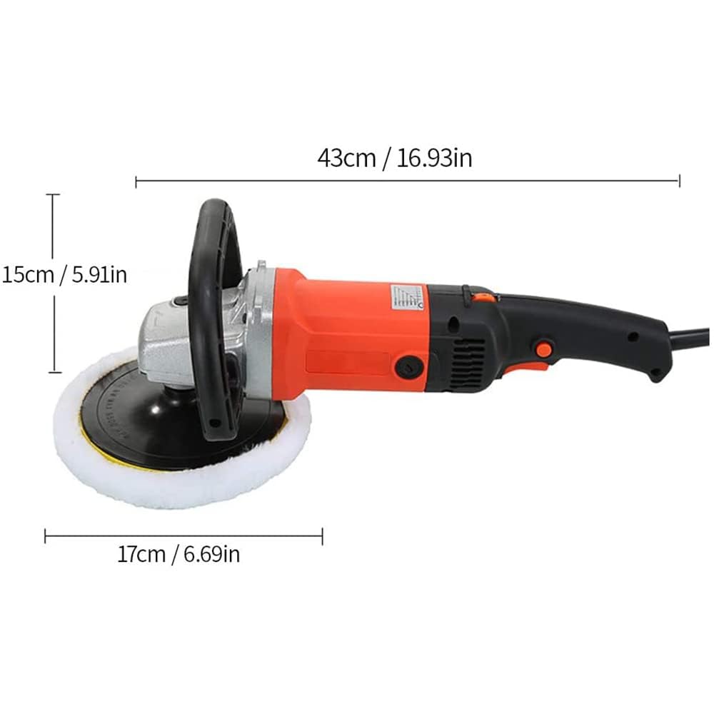 Pulidoras rotativas, pulidora y kit de pulidoras para automóviles de 1400 W, 8 controles de velocidad variable con almohadillas de 7 pulgadas para pulir, abrillantar, encerar y lijar automóvil orange