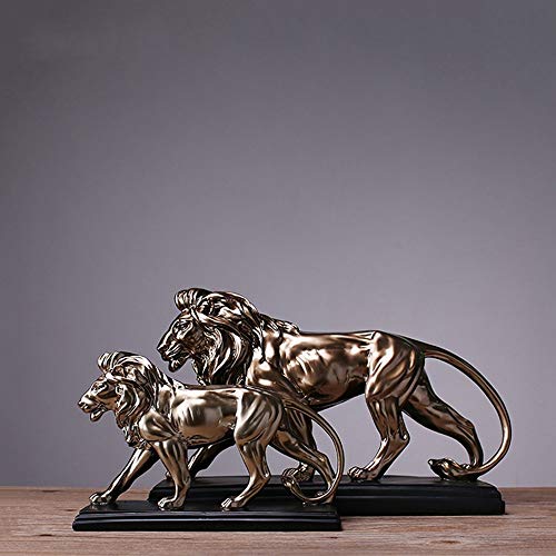 Lions en bronze imitation résine : artisanat classique haut de gamme pour intérieur