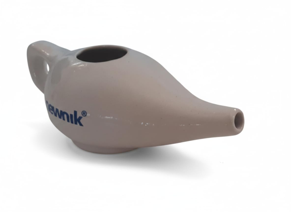 Newnik Neti Pot Ceramic NP101 (150 ml) | Premium Ceramic Nasal Wash Pot for Sinus Cleaning, Cold, Allergy & Congestion Relief | Smooth Flow Spout, Easy Grip Handle, Natural Neti Therapy