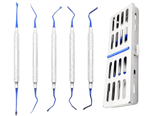 ARTMAN INSTRUMENTS Vista Tunneling Procedure Kit â€“ 5 Pcs Blue Plasma Coated Dental Instruments for Periodontic Gum Repositioning in Stainless Steel Cassette
