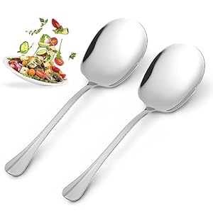 2 cucchiai da portata in acciaio inox, 25 cm, grandi cucchiai da cucina, in acciaio inox, con manici lunghi, cucchiai da insalata, grande cucchiaio per banchetto, buffet, ristorante, posate