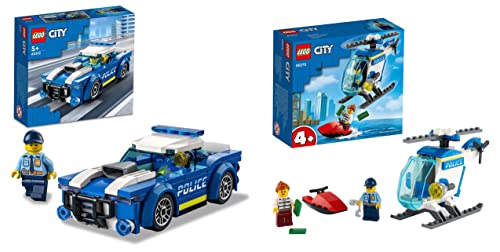 Image of LEGO City Police Car 60312 Building Kit+60275 City Police Helicopter Toy with Officer and Crook Minifigures-(Set of 2Toys), Multi, 94 Pcs
