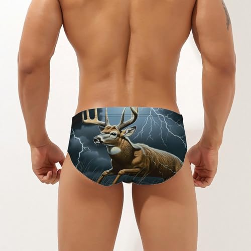 Deer Thunder Men's Swim Briefs Sexy Bikini Swimsuit Beach Shorts Underwear Low Waist2