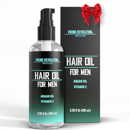 Viking Revolution Hydrating Hair Oil for Men – Mens Hair Oil Men with Vitamin E Dry Hair Oils with Argan Oil – Sunflower Seed Oil Hair Serum Repair, Hidrate Hair Treatment Oils (3.38 fl Oz)