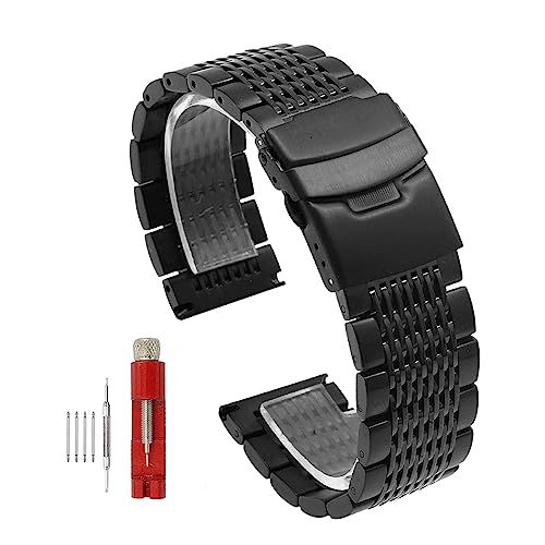 Solid Stainless Steel Straps Diving Mesh Watch Band Deployment Buckle Brushed Polished Business 18 20 22 24mm Bracelet3