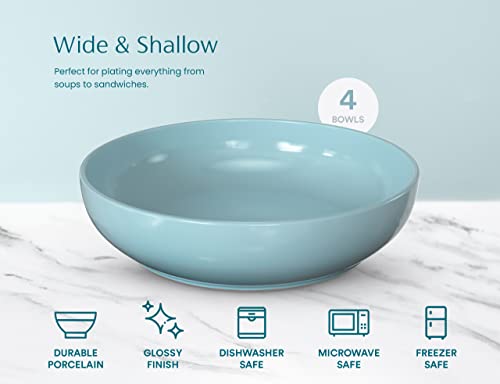 Kook Ceramic Pasta Bowl Set, For Soups And Salads, Serving Bowls, Large Capacity, Microwave & Dishwasher Safe, Set Of 4, 40 Oz #TOP4