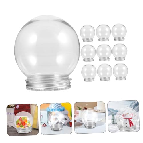 Bolas de Nieve Rellenable de Plástico Transparente Frascos Redondos Manualidades DIY 7