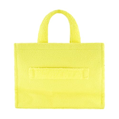 Concept One SpongeBob Squarepants Tote Bag, Faux Fur Travel Handbag with Adjustable Shoulder Strap and Trolley Sleeve, Yellow2