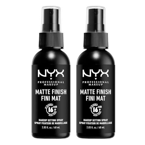 NYX Professional Makeup Spray Fixateur Setting Spray Dewy Finish, Spray de Finition, Tenue Longue Durée, Fini Mat, Formule Vegan, Lot de 2, Modèle : Matte
