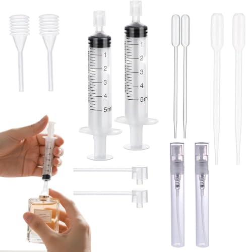 2 Set Perfume Extractor Kits10 Pcs Dispenser 2 Refill Bottle Dispenser Pump Transfer Tool for Syringe Extractor Travel Refillable