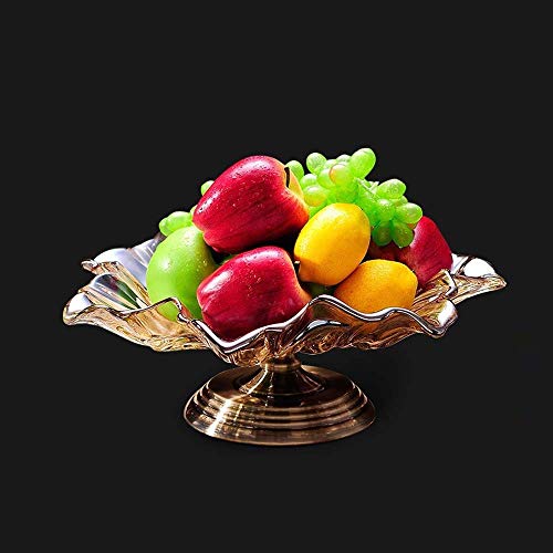 MQW European Luxury Crystal Glass Fruit Plate Glass Fruit Bowl Large Living Room European-Style Creative Ornaments 16 12cm