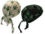 2pcs Marijuana Weed Cannabis Durag Bandana White Headband Head Wrap DoRag Biker Head Scarf Cap