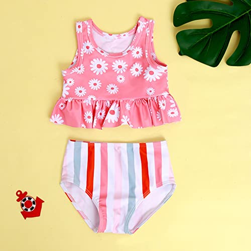 Roupa de banho para meninas, 2 peças, parte de baixo de biquíni com cordão, estampa de gota d'água