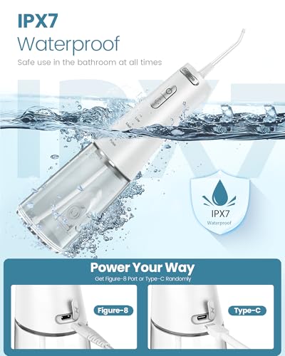 onlyone water dental flosser 300ml portable oral irrigator for teeth 4 modes and 5 jet tipsrechargeable irrigation cleanerelectric flossing machine power flossers amp irrigator accessories white