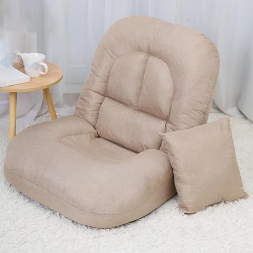 Chaise de sol réglable YRYRYW pliable pour salon avec dossier de méditation et oreiller gris