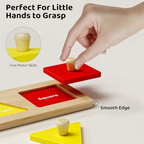 Image of First Jumbo Knob Wooden Shape Puzzle for Toddlers 1-3,Montessori Toddler Puzzle Toys for1-2 Year Old,Preschool Learning Peg Puzzles Toys for Baby Kids