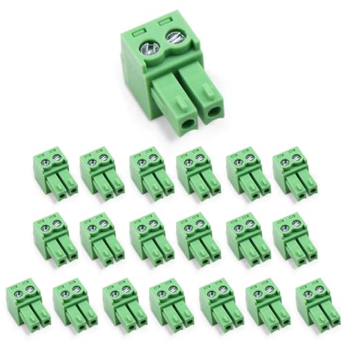 Cermant 20pcs 2Pin KF2EDG 3.81mm Right Angle Pluggable Screw Terminal Block