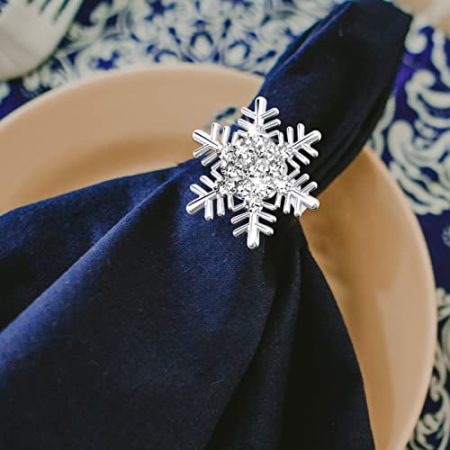 Zeedix Set Of 8 Sliver Snowflake Christmas Napkin Rings For Dinning Table Setting- Rustic Dinner Tables Setting Decoration For Wedding Receptions, Christmas, Thanksgiving Holiday Party Dinner Parties #TOP6