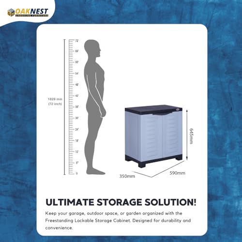 Image of Oaknest Supreme Fusion-01 Plastic Storage Cabinet | Compact & Multipurpose Storage Solution | Waterproof, Durable & Lightweight | Ideal for Home, Office & Garage | Charcoal and Sky Grey