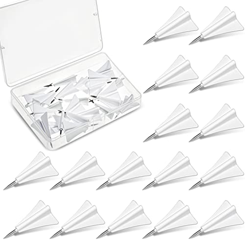 Harloon 24 Pcs Airplane Push Pins Paper Airplane Pushpins Map Cubicle Pins Creative Tacks for Cork Board Thumbtack White Office Supplies Nail Stud Accessories