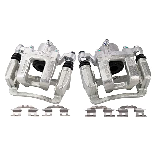 Image of TRQ Rear Left and Right Brake Caliper Set Caliper Brackets Compatible with 11-14 Hyundai Sonata 2015 Sonata Hybrid 12-14 Kia Optima 2.4L 2015 Optima EX SX LX 2011 With Manual Parking Brake
