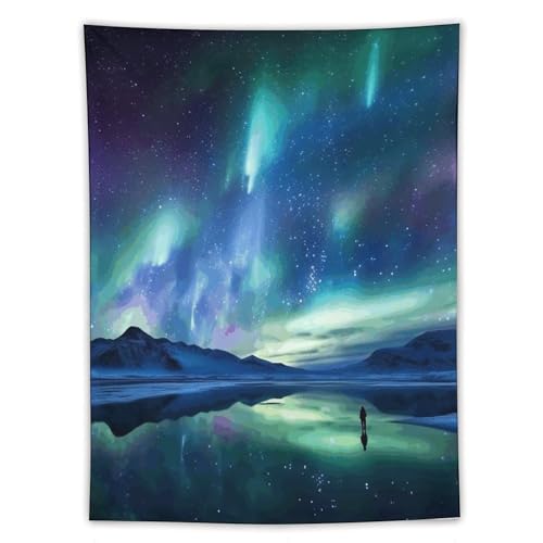 Tenture murale aurores boréales YKUDBN grand format pour créer un salon cosy